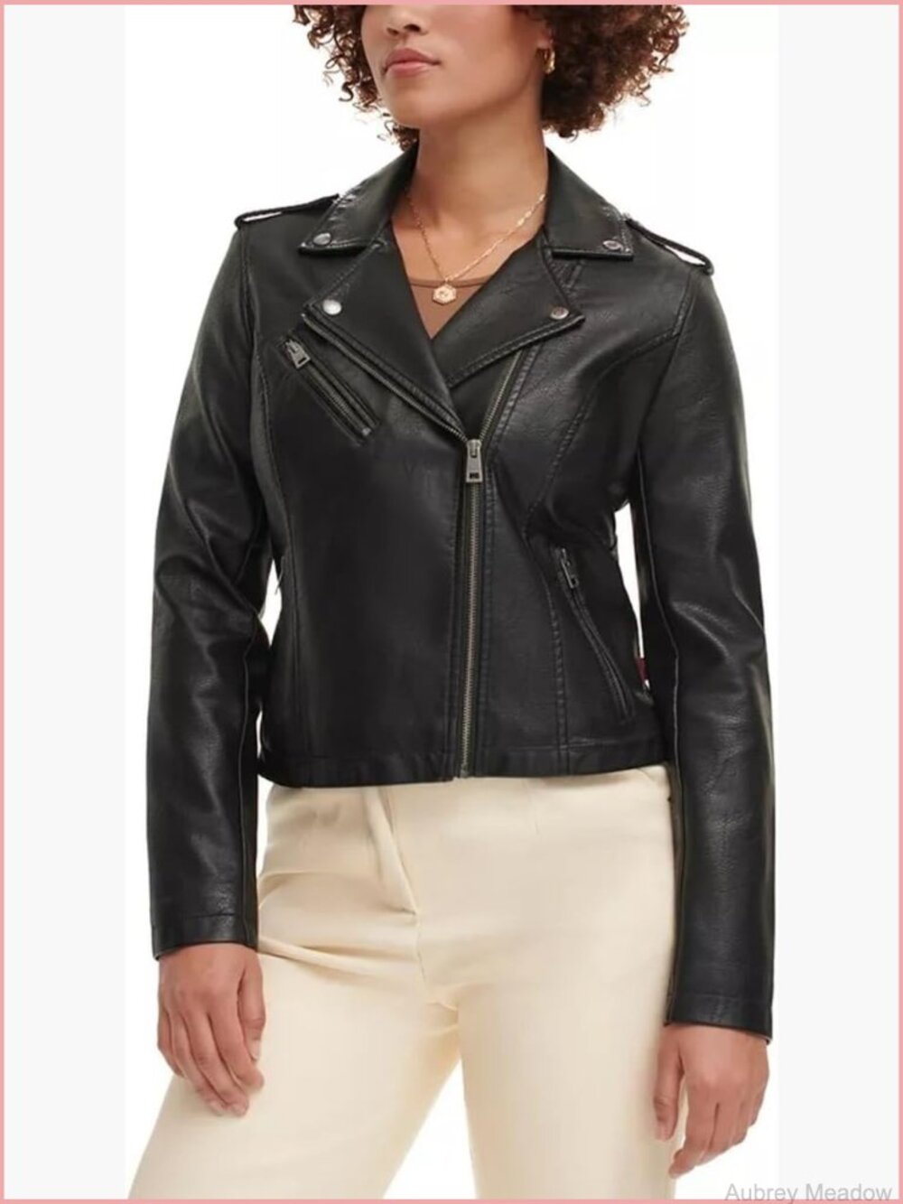 Faux Leather Moto Jacket Women Regular Plus Size